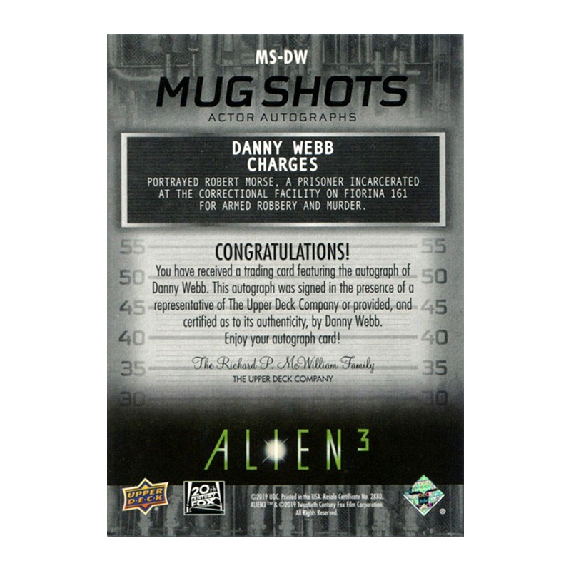 Upper Deck Alien 3 Morse Autograph Trading Card MS-DW